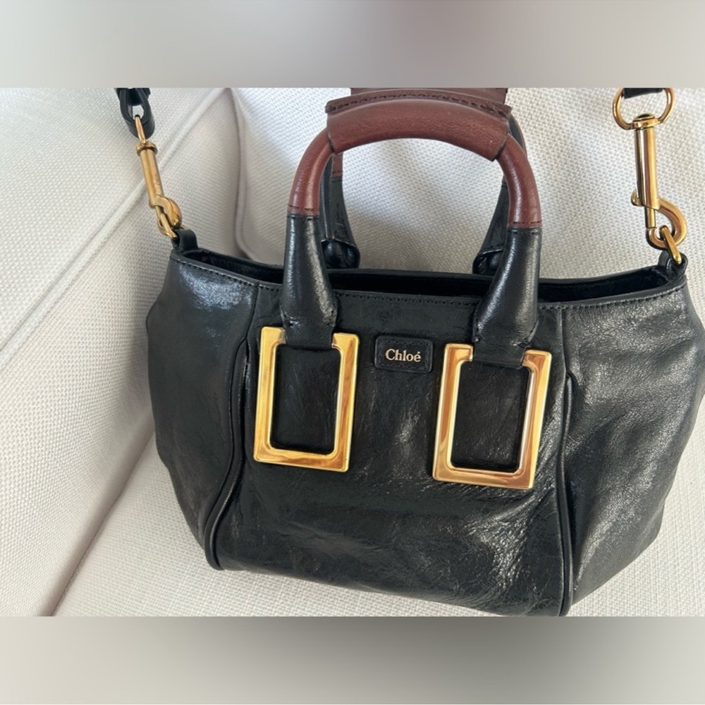 Chloe Black and Gold Crossbody Bag with Luxurious Leather